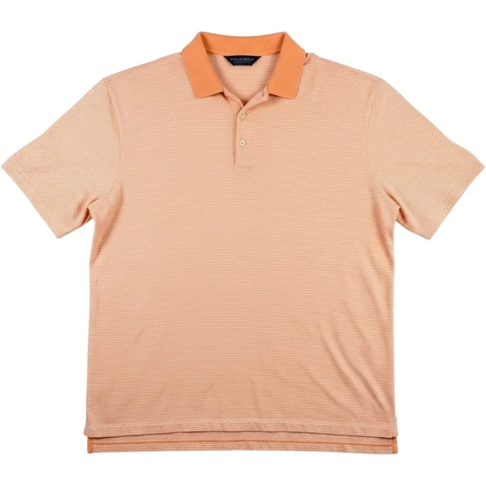 Polo Golf‎ Ralph Lauren Polo Shirt Mens XXL Orange Striped Short Sleeve Cotton